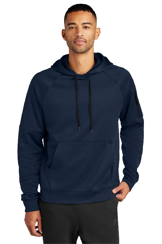 men's hoodies for casual outings -Nike Mens Therma-Fit Fleece Hooded Sweatshirt Hoodie w/ Pouch Pocket - Navy Blue - New