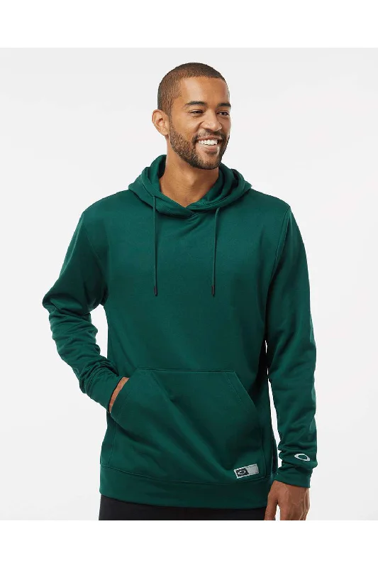 cool sweatshirts for men -Oakley Mens Team Issue Hydrolix Hooded Sweatshirt Hoodie w/ Pouch Pocket - Team Fir Green