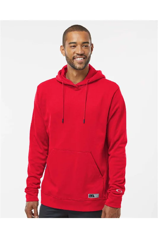 embroidered hoodies for men -Oakley Mens Team Issue Hydrolix Hooded Sweatshirt Hoodie w/ Pouch Pocket - Team Red