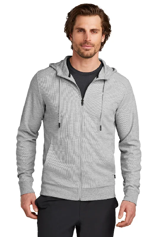 men's hoodies for layering -Ogio Mens Revive Full Zip Hooded Sweatshirt Hoodie w/ Pockets - Heather Light Grey