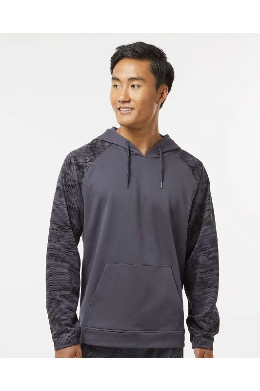 men's hoodies for casual wear -Paragon Mens Tahoe Camo Fleece Moisture Wicking Hooded Sweatshirt Hoodie w/ Pouch Pocket - Graphite Grey