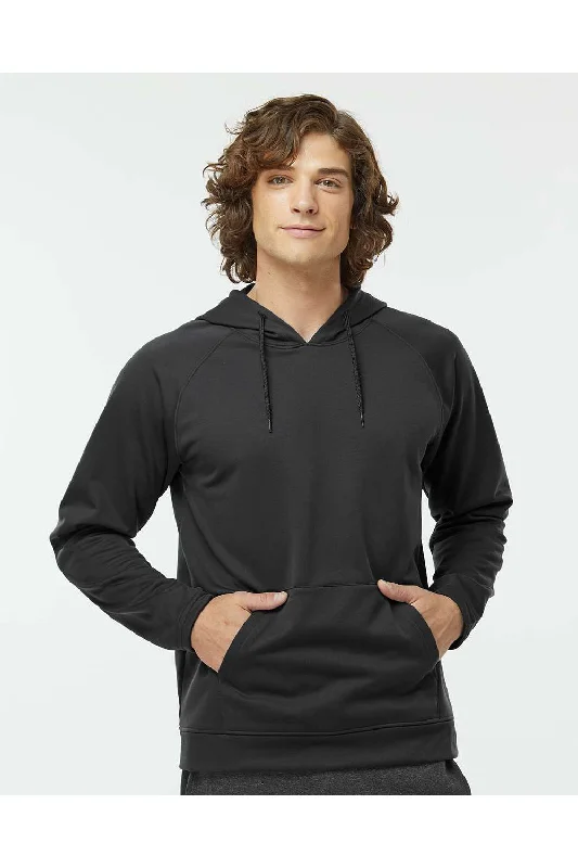 men's printed hoodies -Paragon Mens Vail Performance Moisture Wicking Fleece Hooded Sweatshirt Hoodie w/ Pouch Pocket - Black