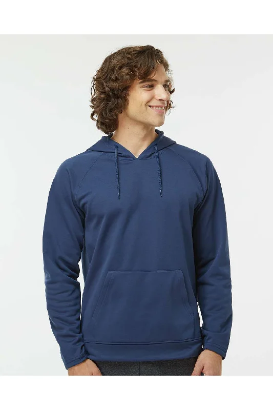 men's athletic hoodies -Paragon Mens Vail Performance Moisture Wicking Fleece Hooded Sweatshirt Hoodie w/ Pouch Pocket - Navy Blue