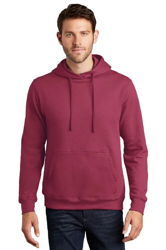 fleece sweatshirts for men -Port & Company Mens Fan Favorite Fleece Hooded Sweatshirt Hoodie w/ Pouch Pocket - Garnet Red - Closeout