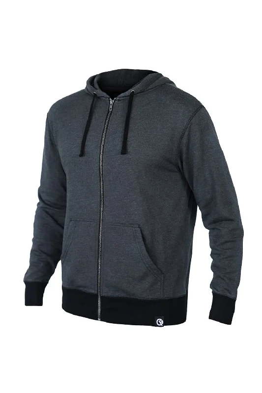 men's oversized sweatshirts -Quikflip Mens 2-in-1 Hero Classic Full Zip Hooded Sweatshirt Hoodie w/ Pockets - Gunmetal Grey