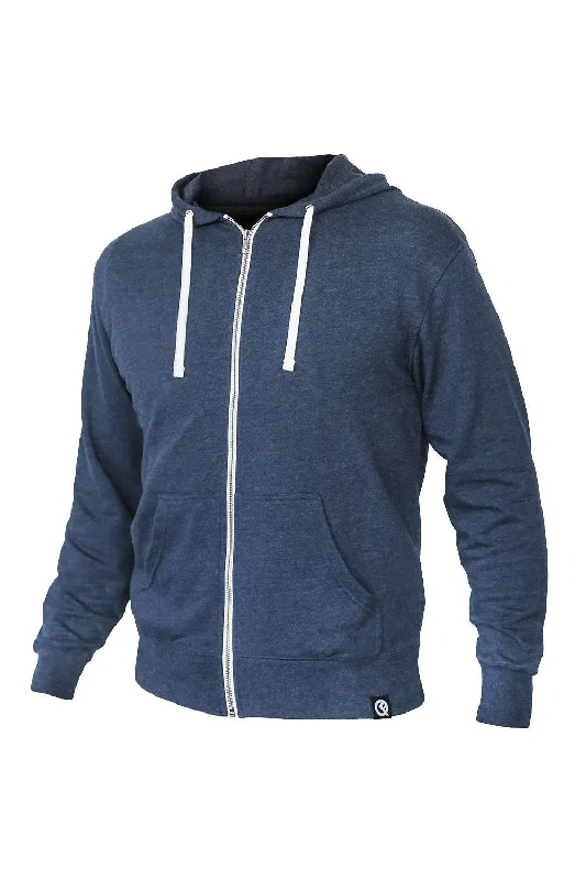 hoodies for men with pockets -Quikflip Mens 2-in-1 Hero Classic Full Zip Hooded Sweatshirt Hoodie w/ Pockets - Pacific Navy Blue