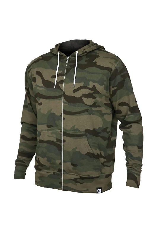 men's fleece-lined sweatshirts -Quikflip Mens 2-in-1 Hero Lite Full Zip Hooded Sweatshirt Hoodie w/ Pockets - Camo