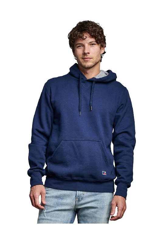 cozy sweatshirts for men -Russell Athletic Mens Classic Hooded Sweatshirt Hoodie w/ Pouch Pocket - Navy Blue - Closeout