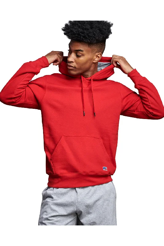 stylish men's hoodies -Russell Athletic Mens Classic Hooded Sweatshirt Hoodie w/ Pouch Pocket - True Red - Closeout