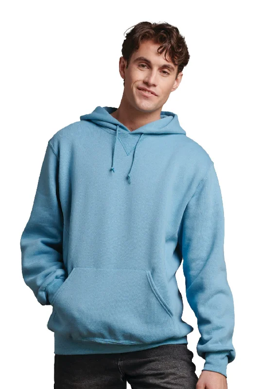 workout hoodies for men -Russell Athletic Mens Dri-Power Moisture Wicking Hooded Sweatshirt Hoodie w/ Pouch Pocket - Arctic Blue