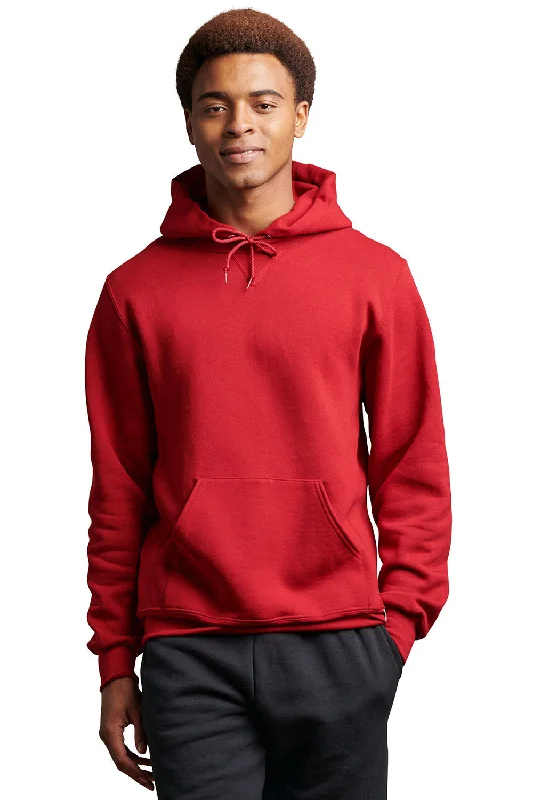 trendy pullover hoodies for men -Russell Athletic Mens Dri-Power Moisture Wicking Hooded Sweatshirt Hoodie w/ Pouch Pocket - Cardinal Red - Closeout