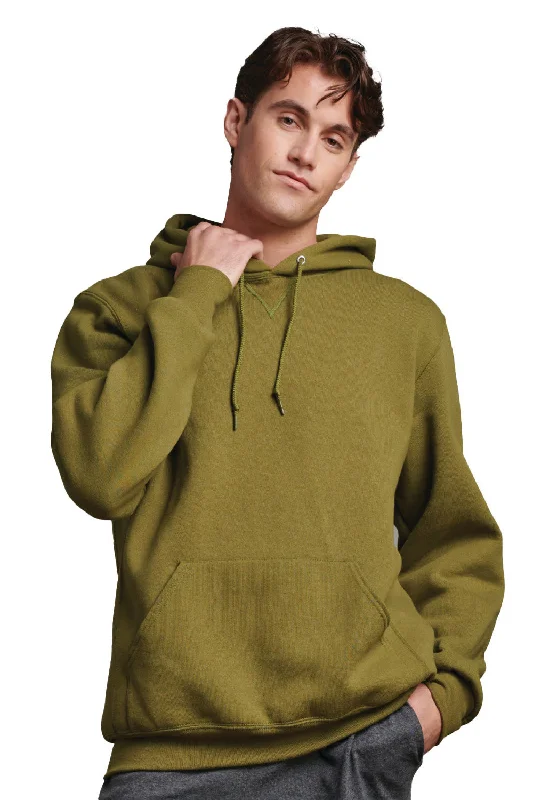 luxury hoodies for men -Russell Athletic Mens Dri-Power Moisture Wicking Hooded Sweatshirt Hoodie w/ Pouch Pocket - Moss Green