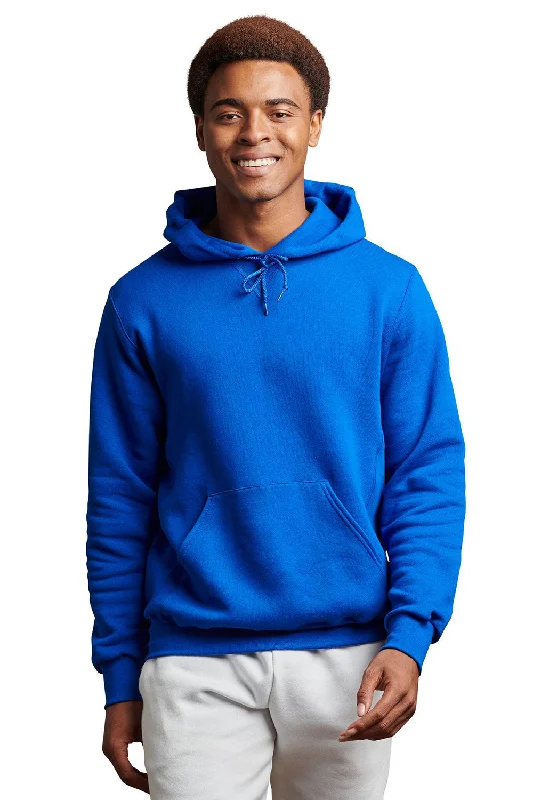 slim-fit hoodies for men -Russell Athletic Mens Dri-Power Moisture Wicking Hooded Sweatshirt Hoodie w/ Pouch Pocket - Royal Blue