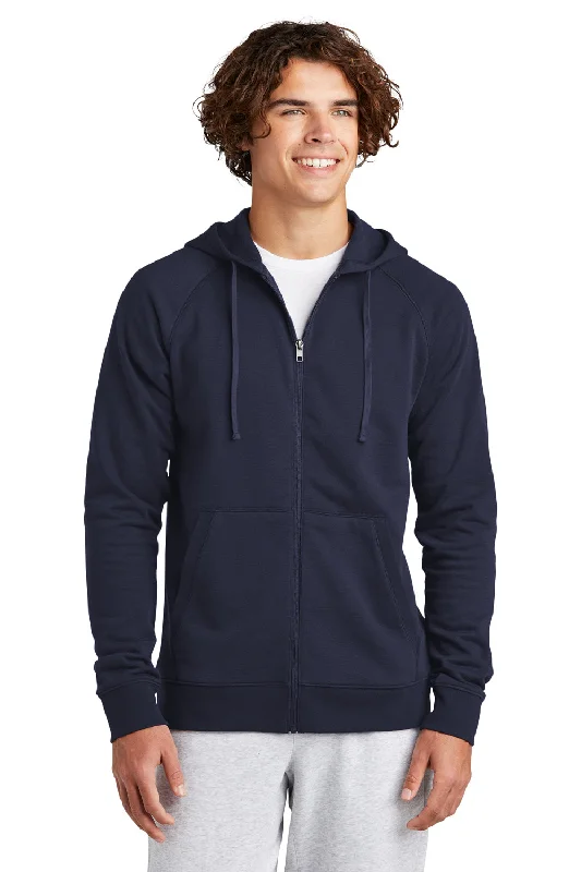 hoodies for men for working out -Sport-Tek Mens Drive Fleece Full Zip Hooded Sweatshirt Hoodie w/ Pockets - True Navy Blue