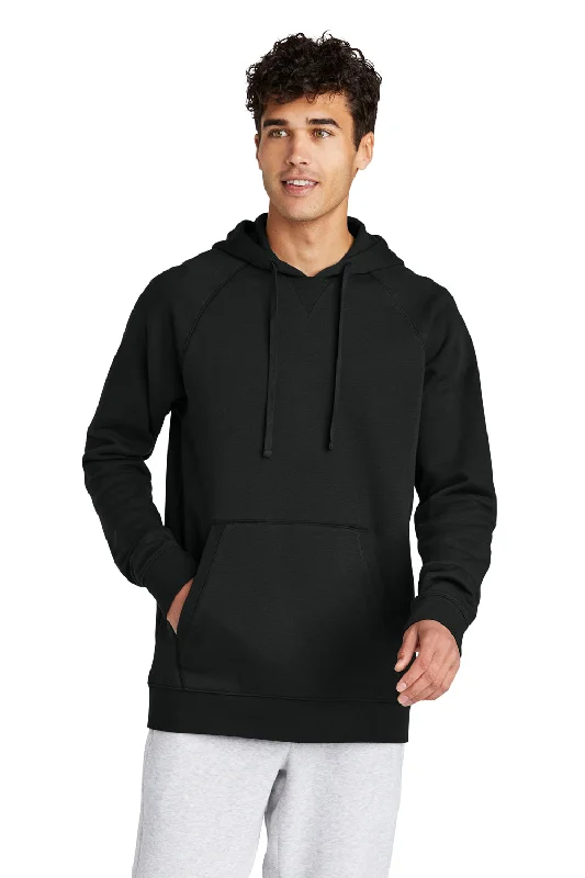 stylish hoodies for men -Sport-Tek Mens Drive Fleece Hooded Sweatshirt Hoodie w/ Pouch Pocket - Black