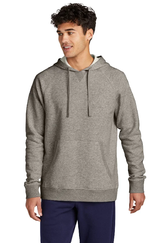 men's crewneck hoodies -Sport-Tek Mens Drive Fleece Hooded Sweatshirt Hoodie w/ Pouch Pocket - Heather Vintage Grey