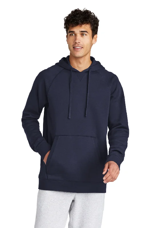 vintage-style hoodies for men -Sport-Tek Mens Drive Fleece Hooded Sweatshirt Hoodie w/ Pouch Pocket - True Navy Blue