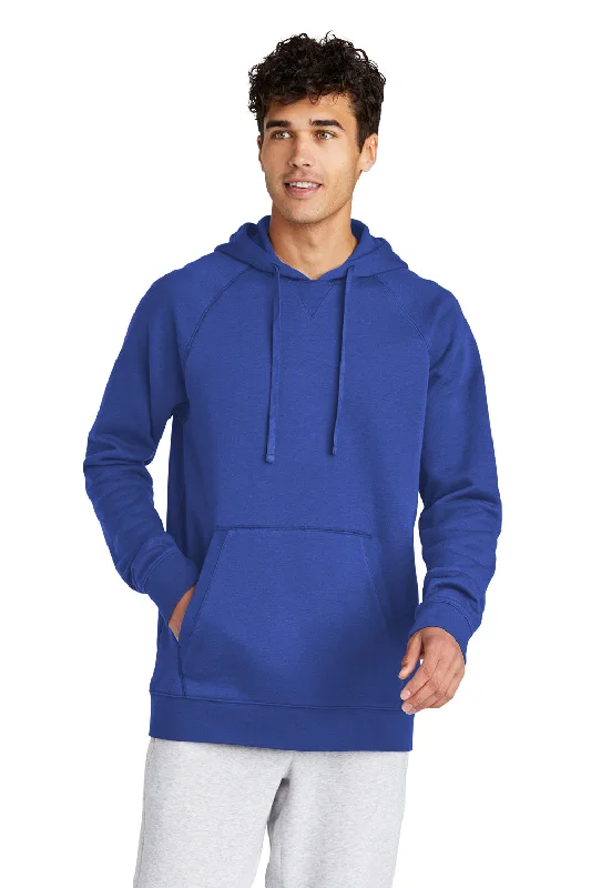 men's luxury sweatshirts -Sport-Tek Mens Drive Fleece Hooded Sweatshirt Hoodie w/ Pouch Pocket - True Royal Blue