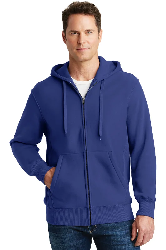 hoodies for men for working out -Sport-Tek Mens Fleece Full Zip Hooded Sweatshirt Hoodie w/ Pockets - Royal Blue