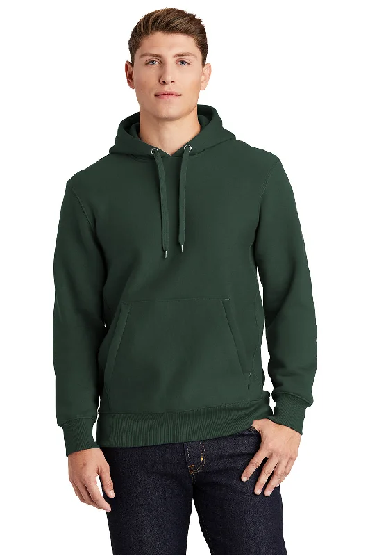 men's hoodies for travel -Sport-Tek Mens Fleece Hooded Sweatshirt Hoodie w/ Pouch Pocket - Dark Green