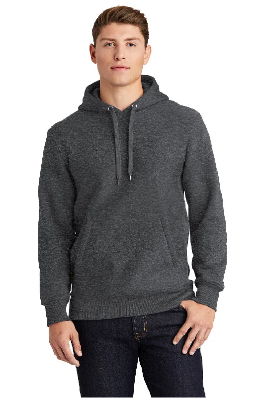 men's luxury sweatshirts -Sport-Tek Mens Fleece Hooded Sweatshirt Hoodie w/ Pouch Pocket - Heather Graphite Grey