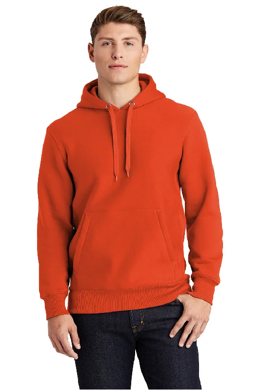 vintage-style hoodies for men -Sport-Tek Mens Fleece Hooded Sweatshirt Hoodie w/ Pouch Pocket - Orange