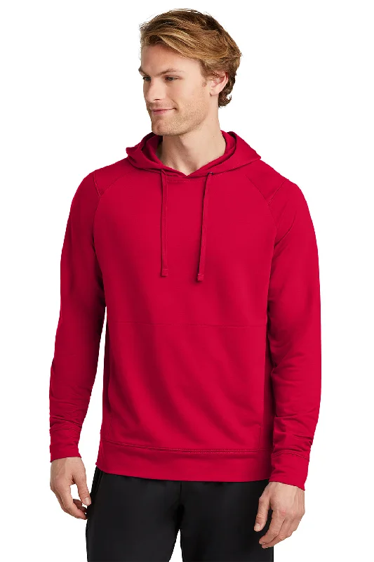 hoodie sweatshirts for men -Sport-Tek Mens Flex Fleece Moisture Wicking Hooded Sweatshirt Hoodie w/ Pockets - Deep Red