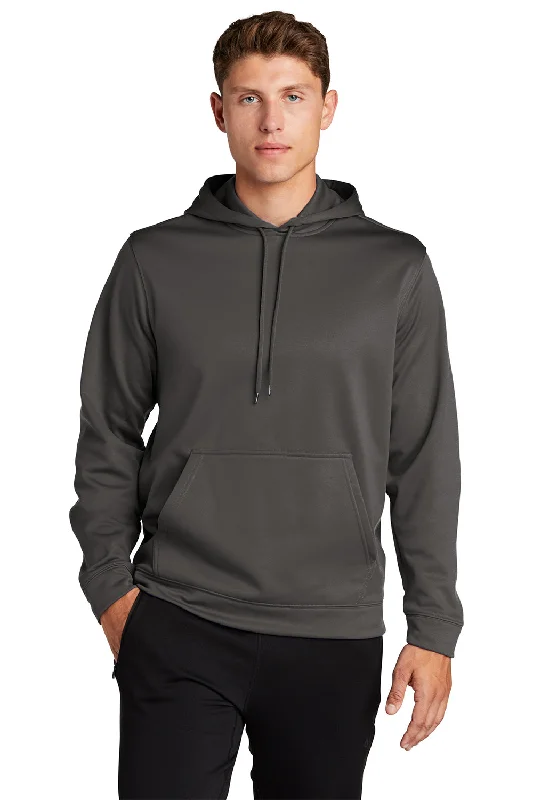 premium hoodies for men -Sport-Tek Mens Sport-Wick Moisture Wicking Fleece Hooded Sweatshirt Hoodie w/ Pouch Pocket - Iron Grey