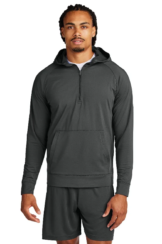 men's hoodies with a hood -Sport-Tek Mens Sport-Wick Moisture Wicking 1/4 Zip Hooded Sweatshirt Hoodie w/ Pouch Pocket - Charcoal Grey - New