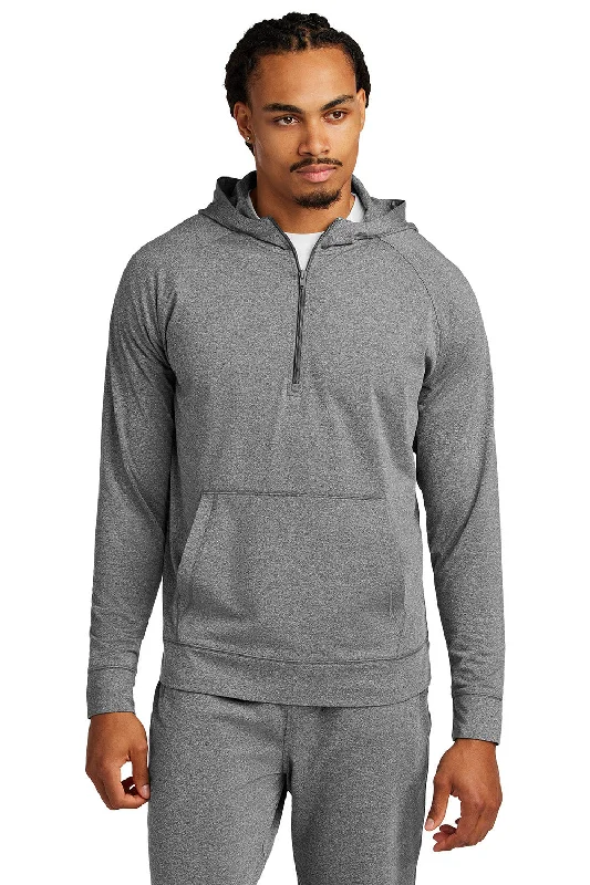 fleece hoodies for men -Sport-Tek Mens Sport-Wick Moisture Wicking 1/4 Zip Hooded Sweatshirt Hoodie w/ Pouch Pocket - Heather Charcoal Grey - New