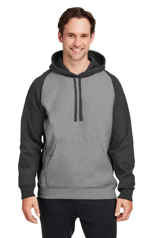 plain hoodies for men -Team 365 Mens Zone HydroSport Water Resistant Colorblock Hooded Sweatshirt Hoodie w/ Pouch Pocket - Heather Dark Grey/Black