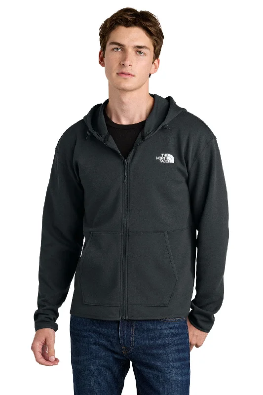 men's hoodies for fall -The North Face Mens Double Knit Full Zip Hooded Sweatshirt Hoodie w/ Pockets - Asphalt Grey - New