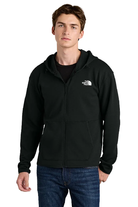 performance sweatshirts for men -The North Face Mens Double Knit Full Zip Hooded Sweatshirt Hoodie w/ Pockets - Black - New