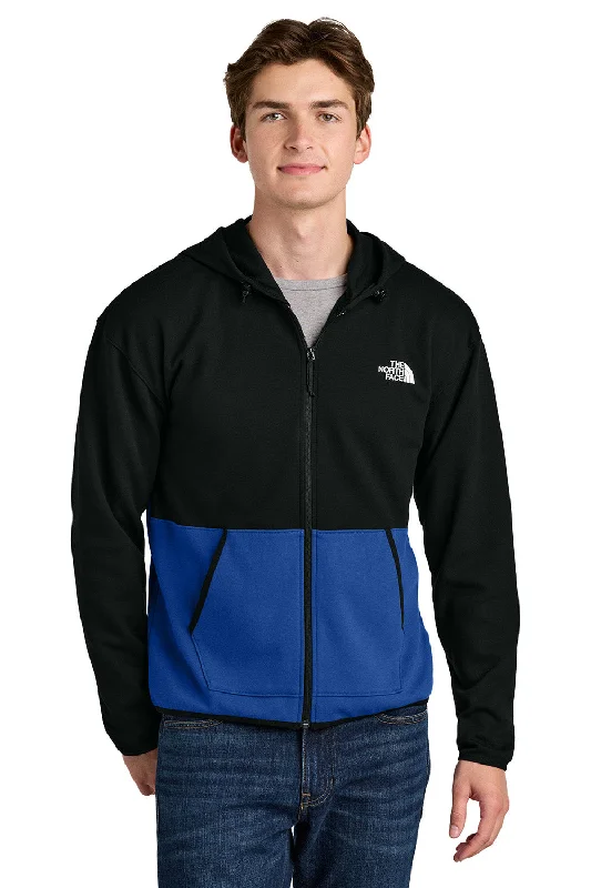 men's pull-over sweatshirts -The North Face Mens Double Knit Full Zip Hooded Sweatshirt Hoodie w/ Pockets - Blue/Black - New