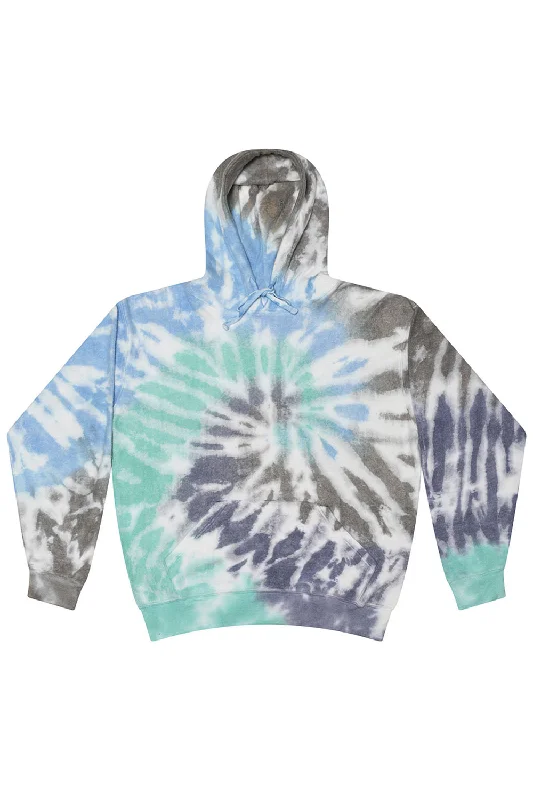 pullover hoodies for men -Tie-Dye Mens Cloud Hooded Sweatshirt Hoodie w/ Pouch Pocket - Glacier