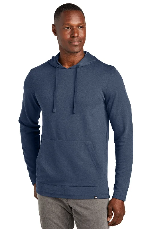 men's comfortable sweatshirts -TravisMathew Mens Coveside Wrinkle Resistant Hooded Sweatshirt Hoodie w/ Pouch Pocket - Night Blue - New