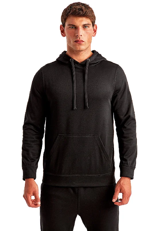 zip-up hoodies for men -TriDri Mens Moisture Wicking Hooded Sweatshirt Hoodie w/ Pouch Pocket - Black