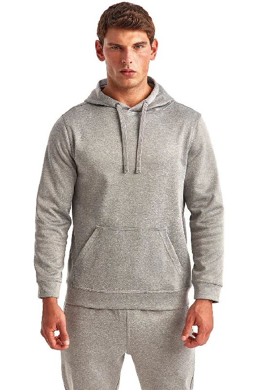 comfortable hoodies for men -TriDri Mens Moisture Wicking Hooded Sweatshirt Hoodie w/ Pouch Pocket - Grey Melange