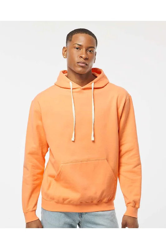 men's fashion hoodies -Tultex Mens Fleece Hooded Sweatshirt Hoodie w/ Pouch Pocket - Cantaloupe Orange