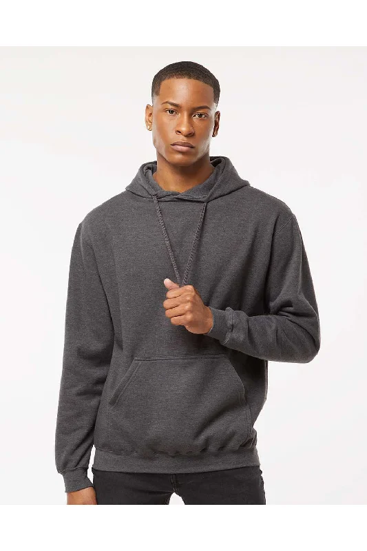 men's hoodies for gym -Tultex Mens Fleece Hooded Sweatshirt Hoodie w/ Pouch Pocket - Heather Charcoal Grey