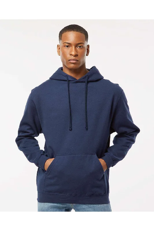 zip-up hoodies for men -Tultex Mens Fleece Hooded Sweatshirt Hoodie w/ Pouch Pocket - Navy Blue