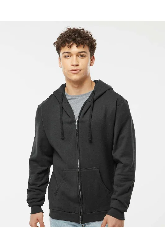 casual hoodies for men -Tultex Mens Full Zip Hooded Sweatshirt Hoodie w/ Pockets - Black