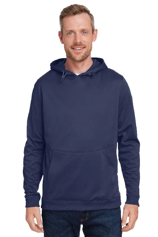 black hoodies for men -Under Armour Mens Storm Armourfleece Water Resistant Hooded Sweatshirt Hoodie w/ Pouch Pocket - Midnight Navy Blue