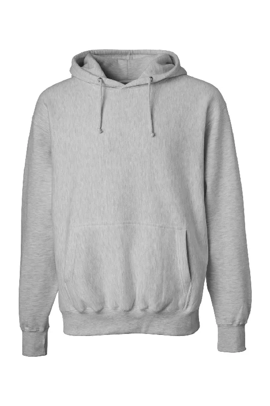 comfortable workout hoodies -Weatherproof Mens Cross Weave Hooded Sweatshirt Hoodie w/ Pouch Pocket - Heather Grey